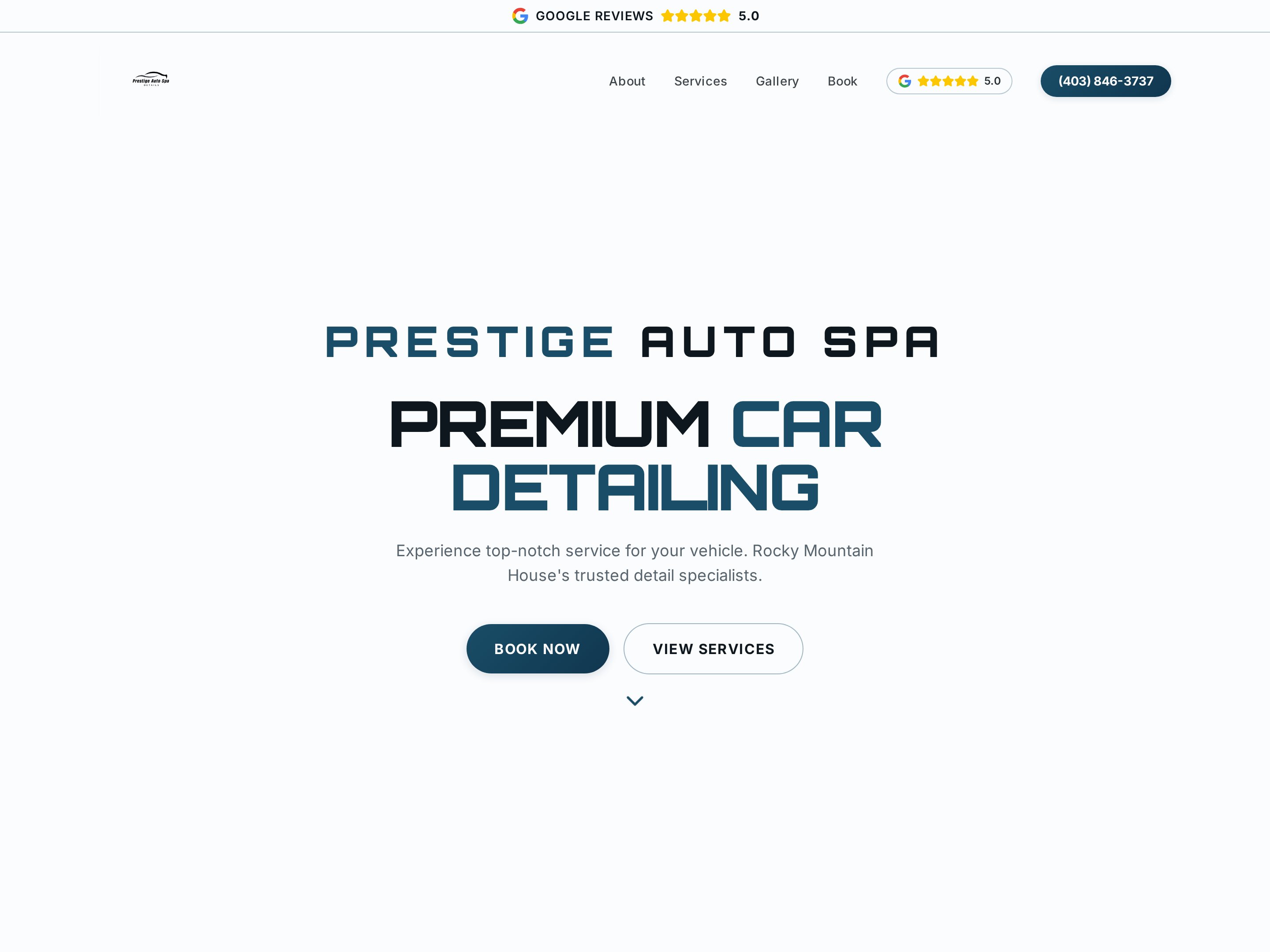 Prestige Auto Spa — Alberta small business website designed by Limitless Web Wave